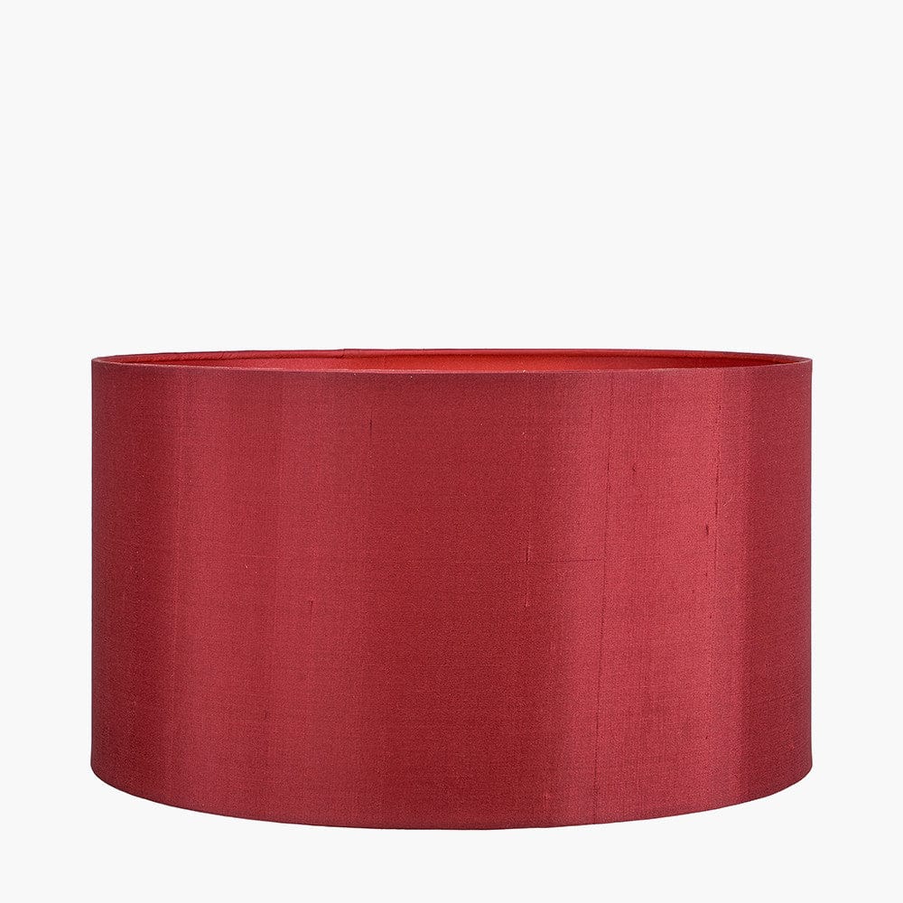 Zebra Black Hand Painted Metal Table Lamp Base with Zara 40cm Mulberry Silk Lined Cylinder Lampshade.