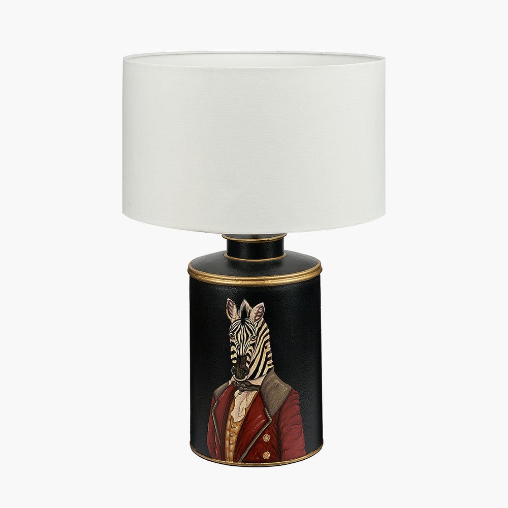 Zebra Black Hand Painted Metal Table Lamp.