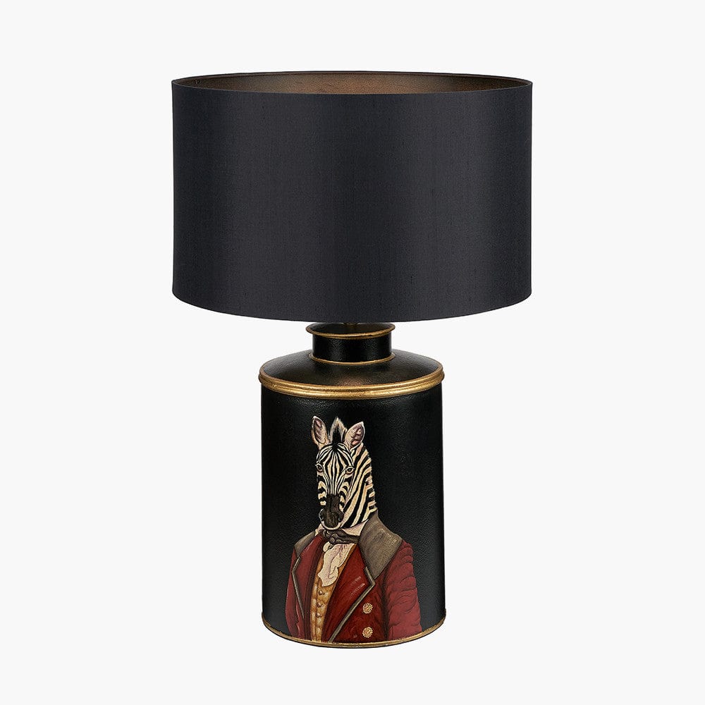 Zebra Black Hand Painted Metal Table Lamp.