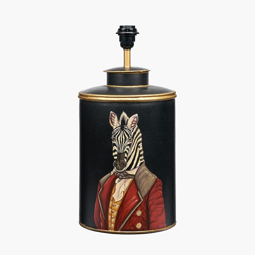 Zebra Black Hand Painted Metal Table Lamp.