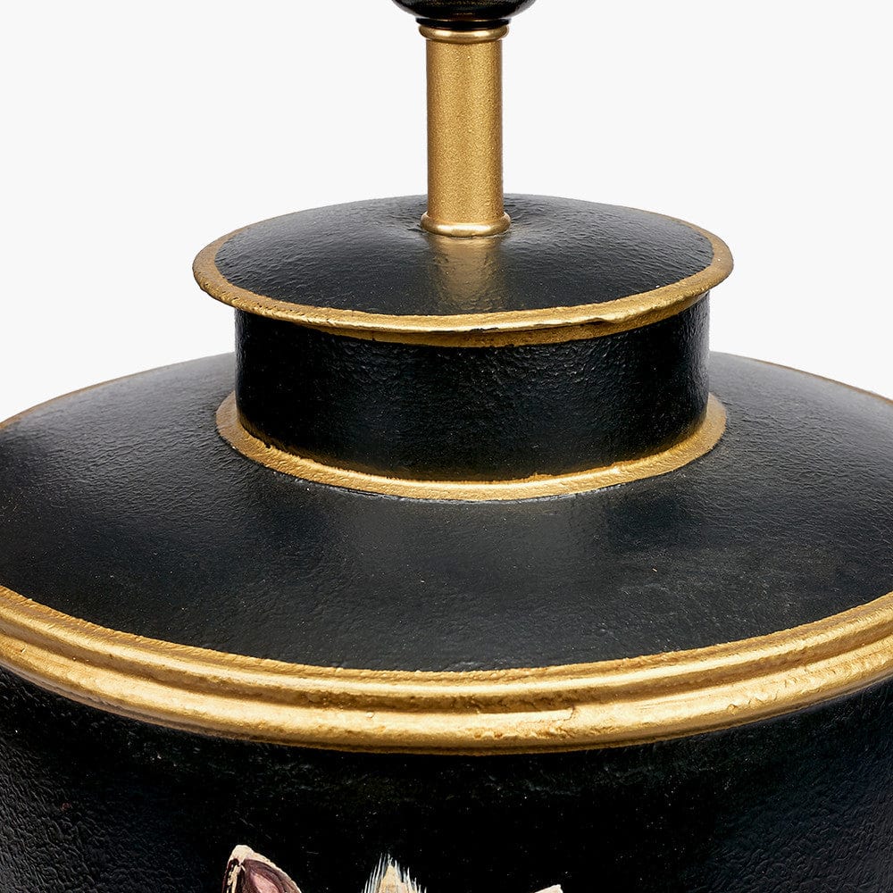 Zebra Black Hand Painted Metal Table Lamp.