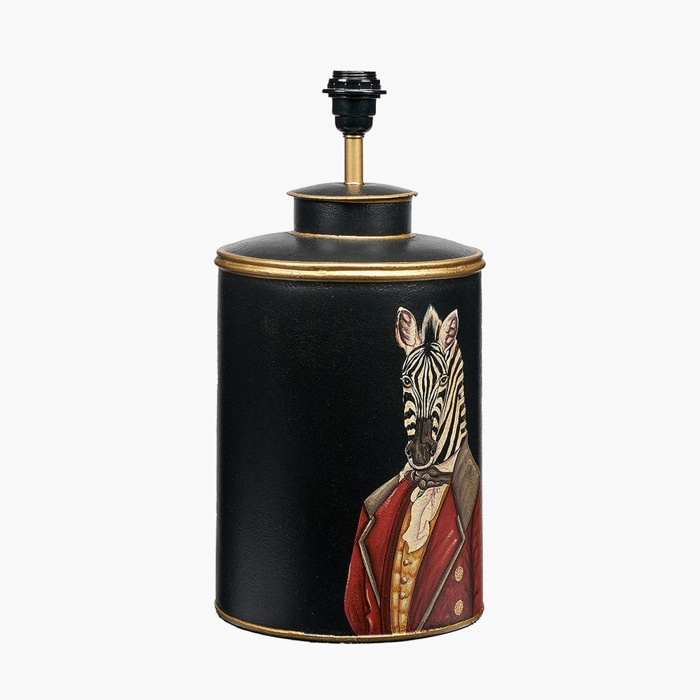 Zebra Black Hand Painted Metal Table Lamp.