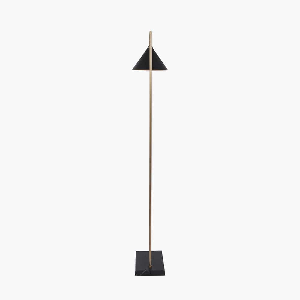 Zeta Matt Black and Antique Brass Floor Lamp.