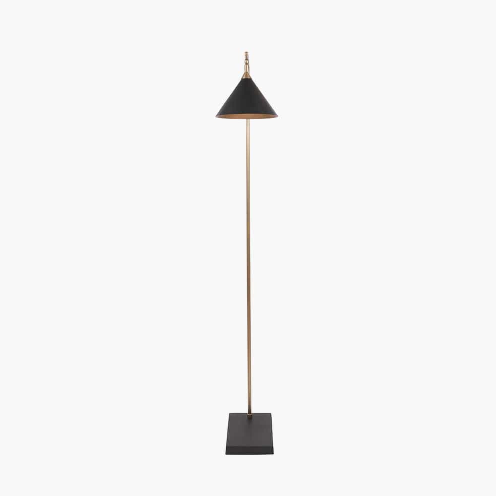 Zeta Matt Black and Antique Brass Floor Lamp.