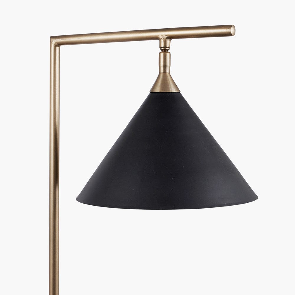 Zeta Matt Black and Antique Brass Floor Lamp.