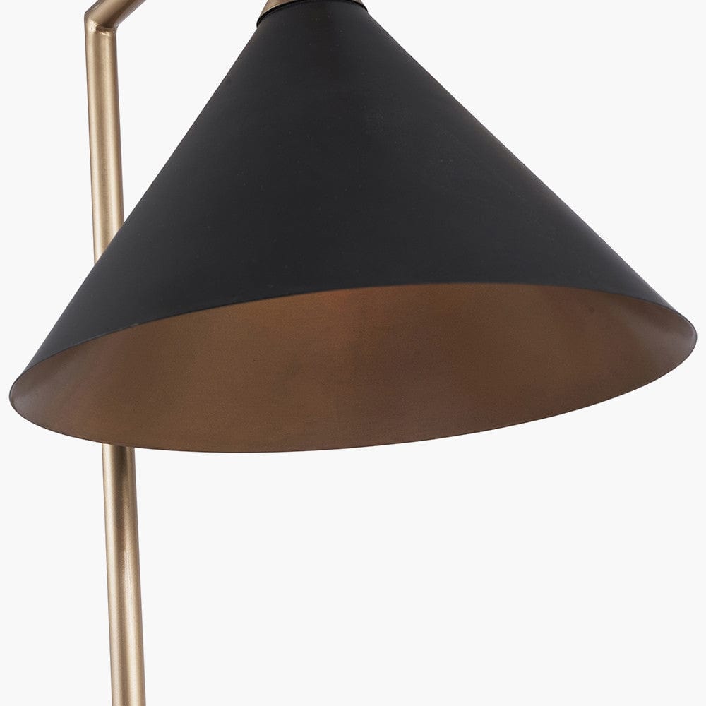Zeta Matt Black and Antique Brass Floor Lamp.