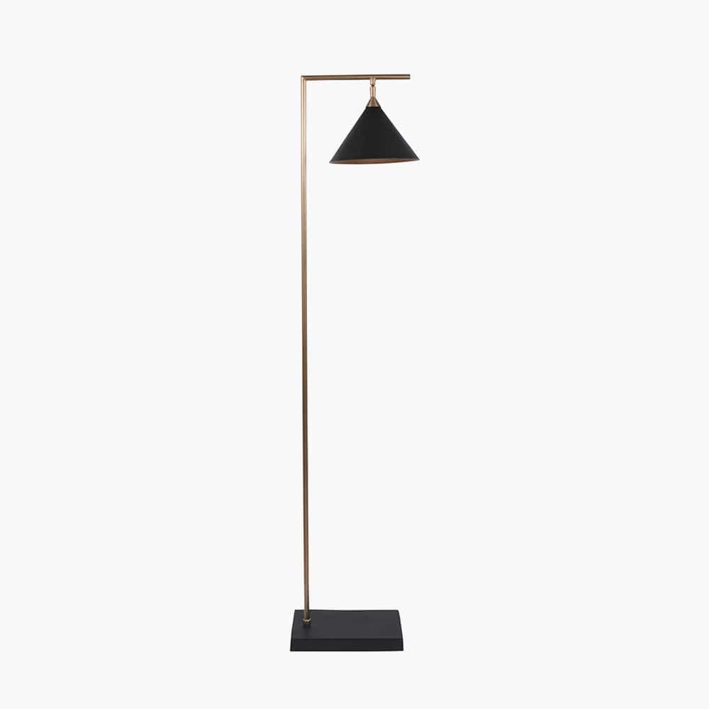 Zeta Matt Black and Antique Brass Floor Lamp.