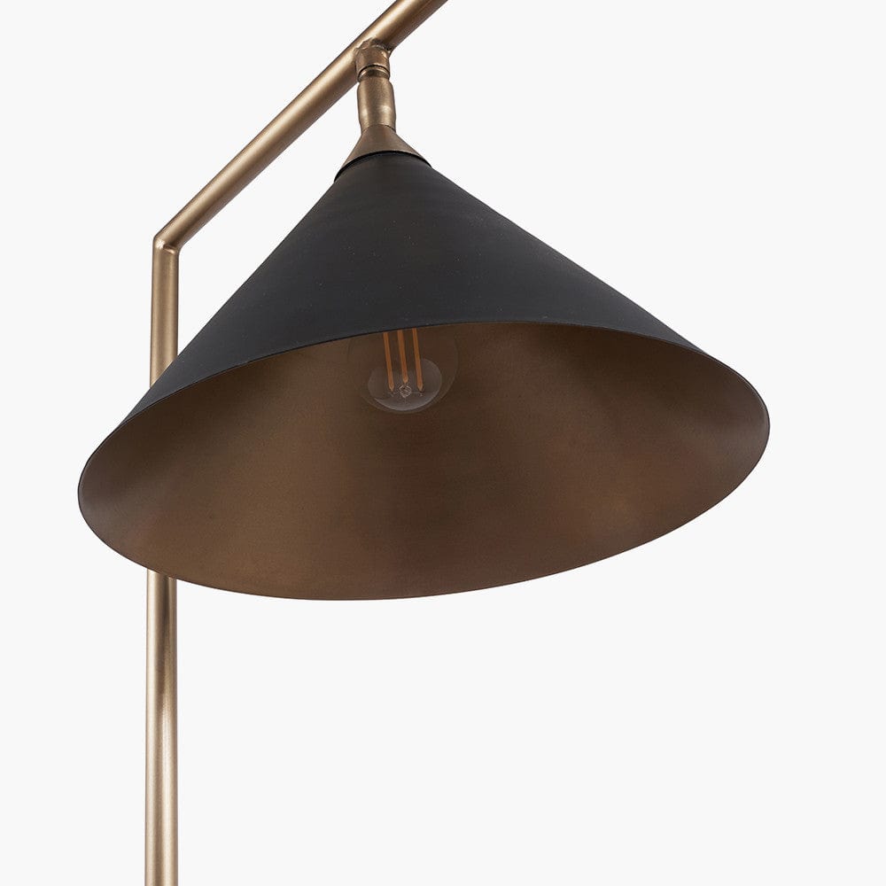 Zeta Matt Black and Antique Brass Floor Lamp.