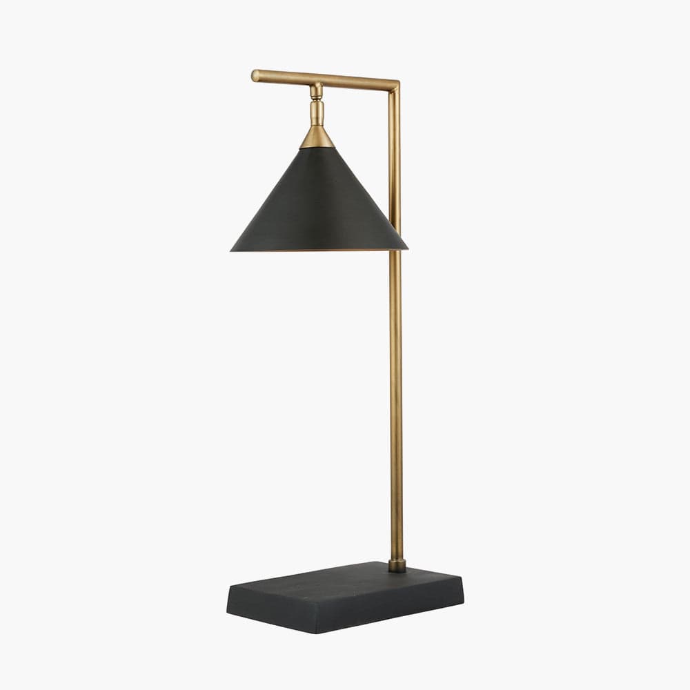 Pacific Lifestyle Lighting Zeta Matt Black and Antique Brass Table Lamp House of Isabella UK