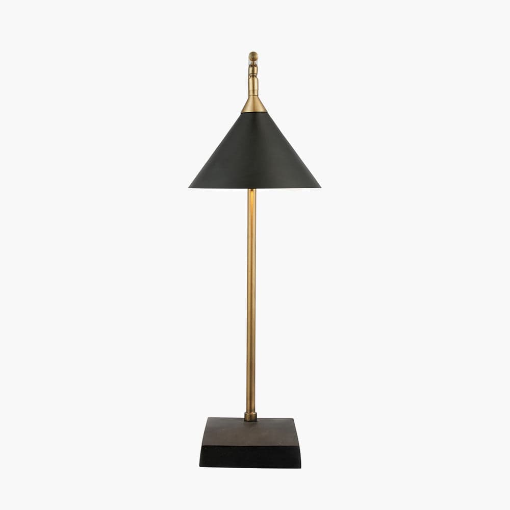 Zeta Matt Black and Antique Brass Table Lamp.