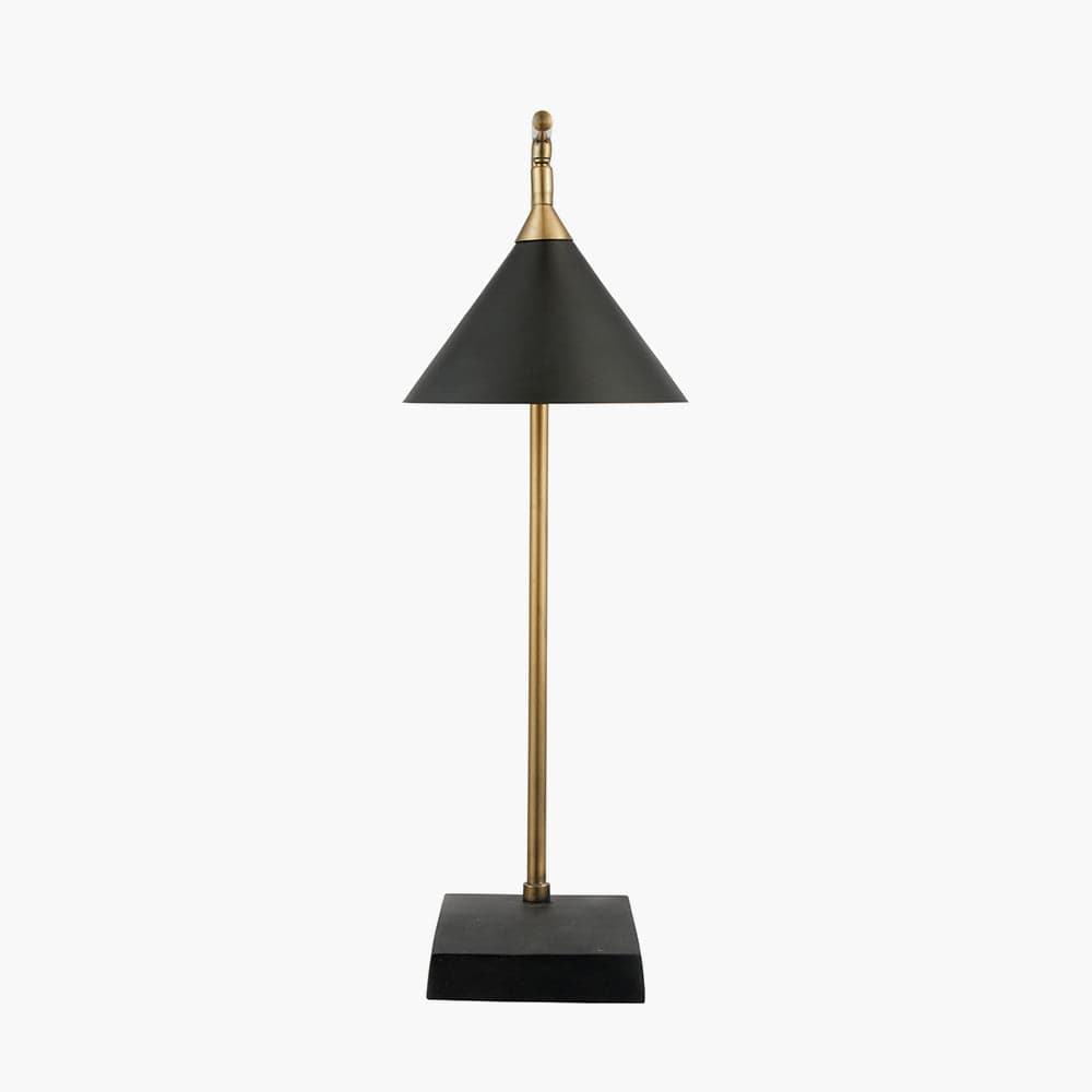 Zeta Matt Black and Antique Brass Table Lamp.