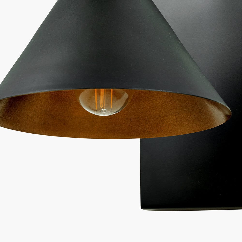 Zeta Matt Black and Antique Brass Wall Lamp.