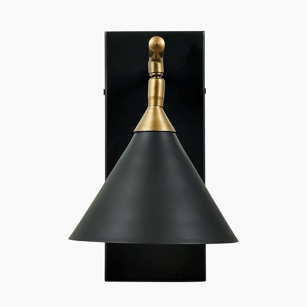 Zeta Matt Black and Antique Brass Wall Lamp.