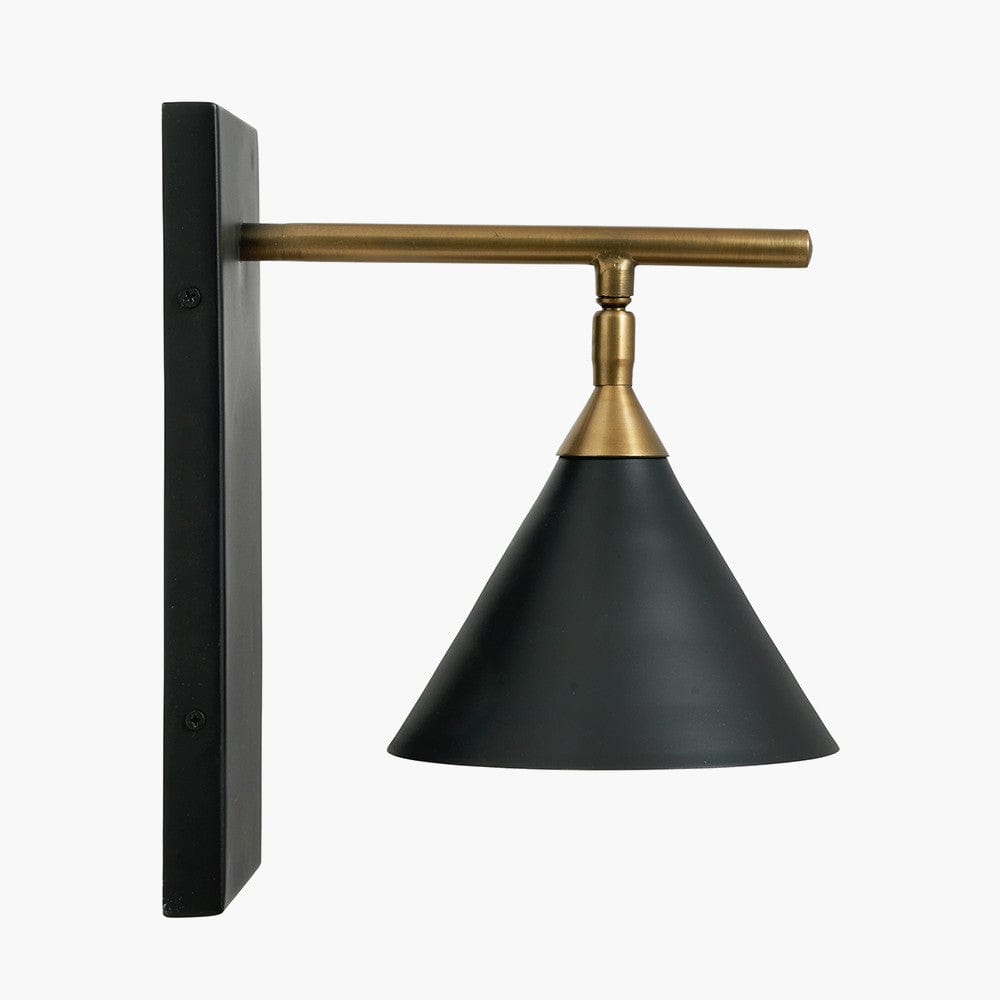 Zeta Matt Black and Antique Brass Wall Lamp.