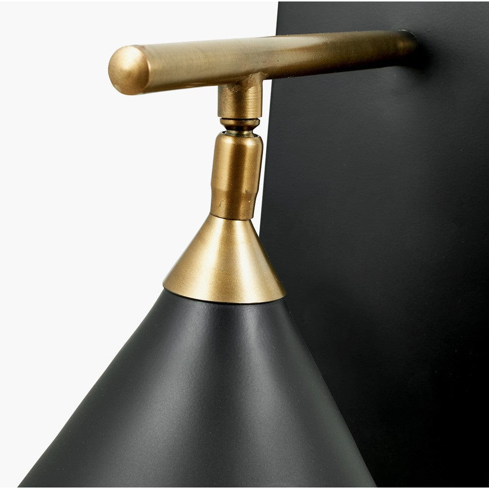 Zeta Matt Black and Antique Brass Wall Lamp.