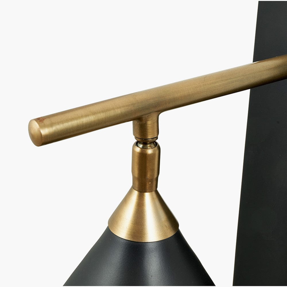 Zeta Matt Black and Antique Brass Wall Lamp.