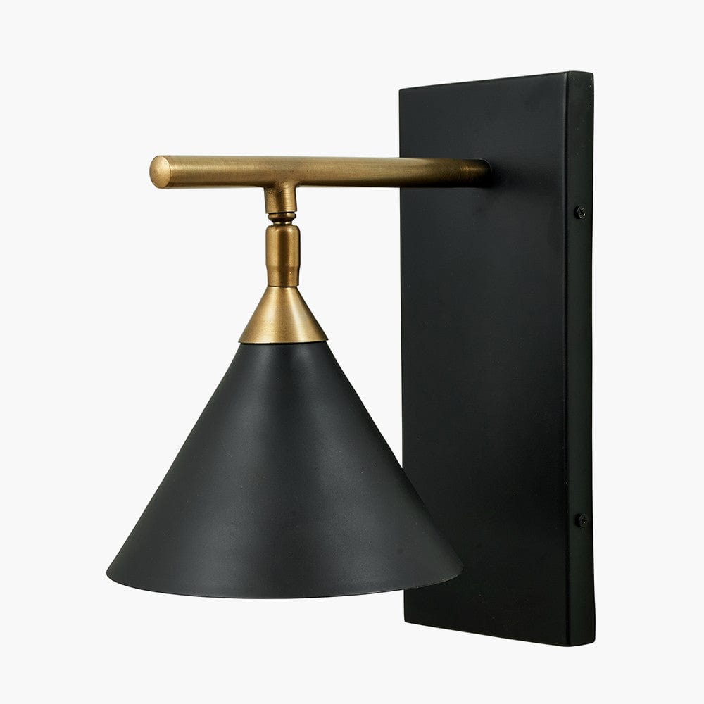 Zeta Matt Black and Antique Brass Wall Lamp.