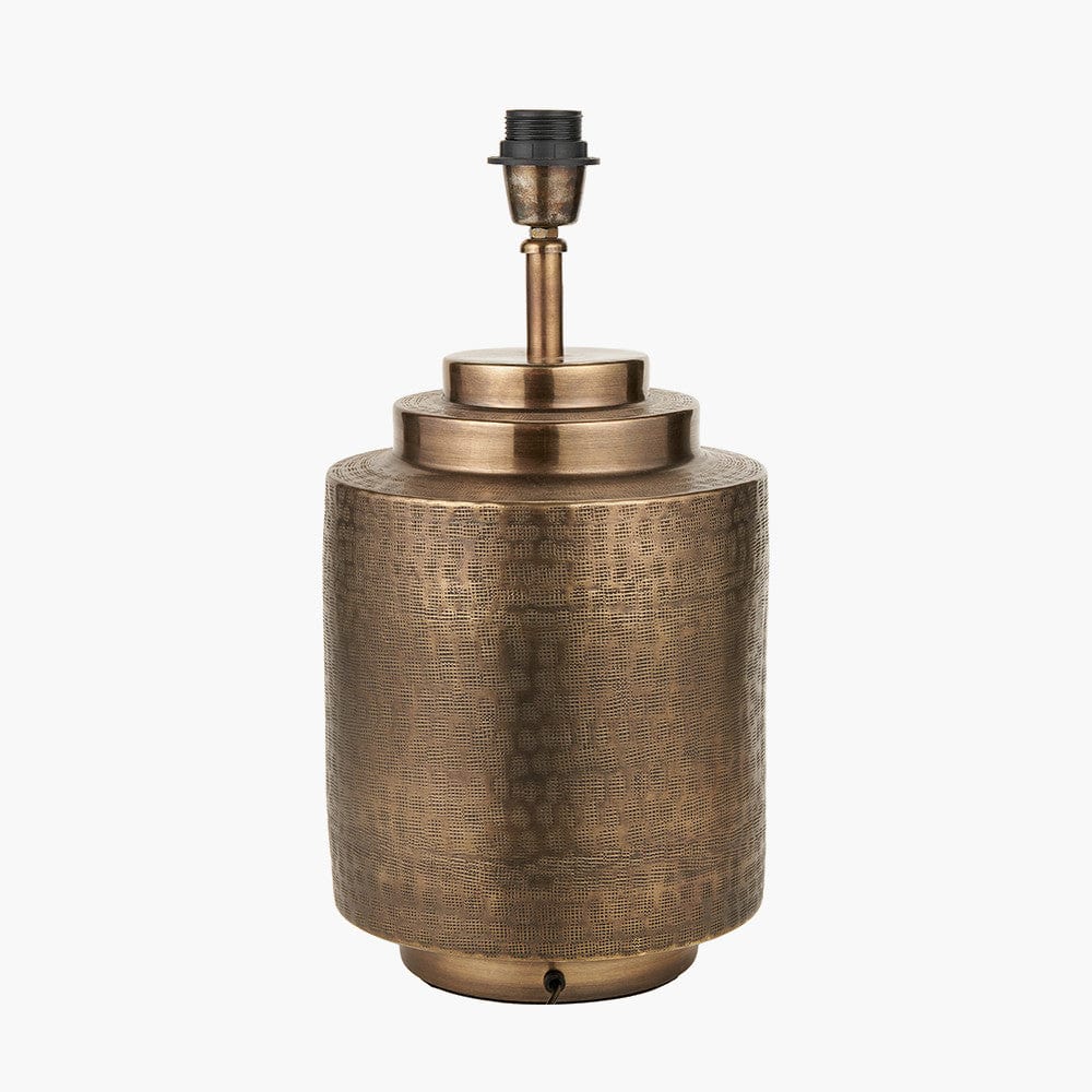 Zuri Antique Brass Metal Pot Table Lamp.