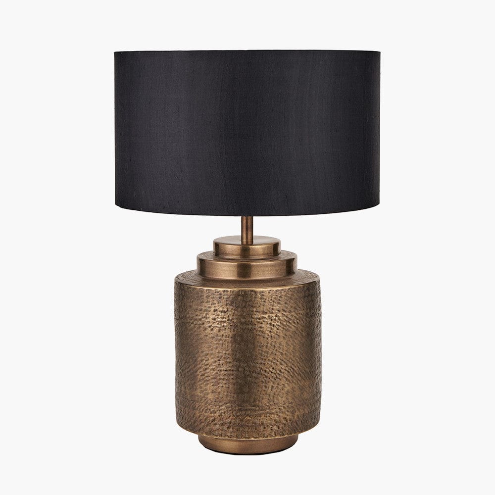 Zuri Antique Brass Metal Pot Table Lamp.