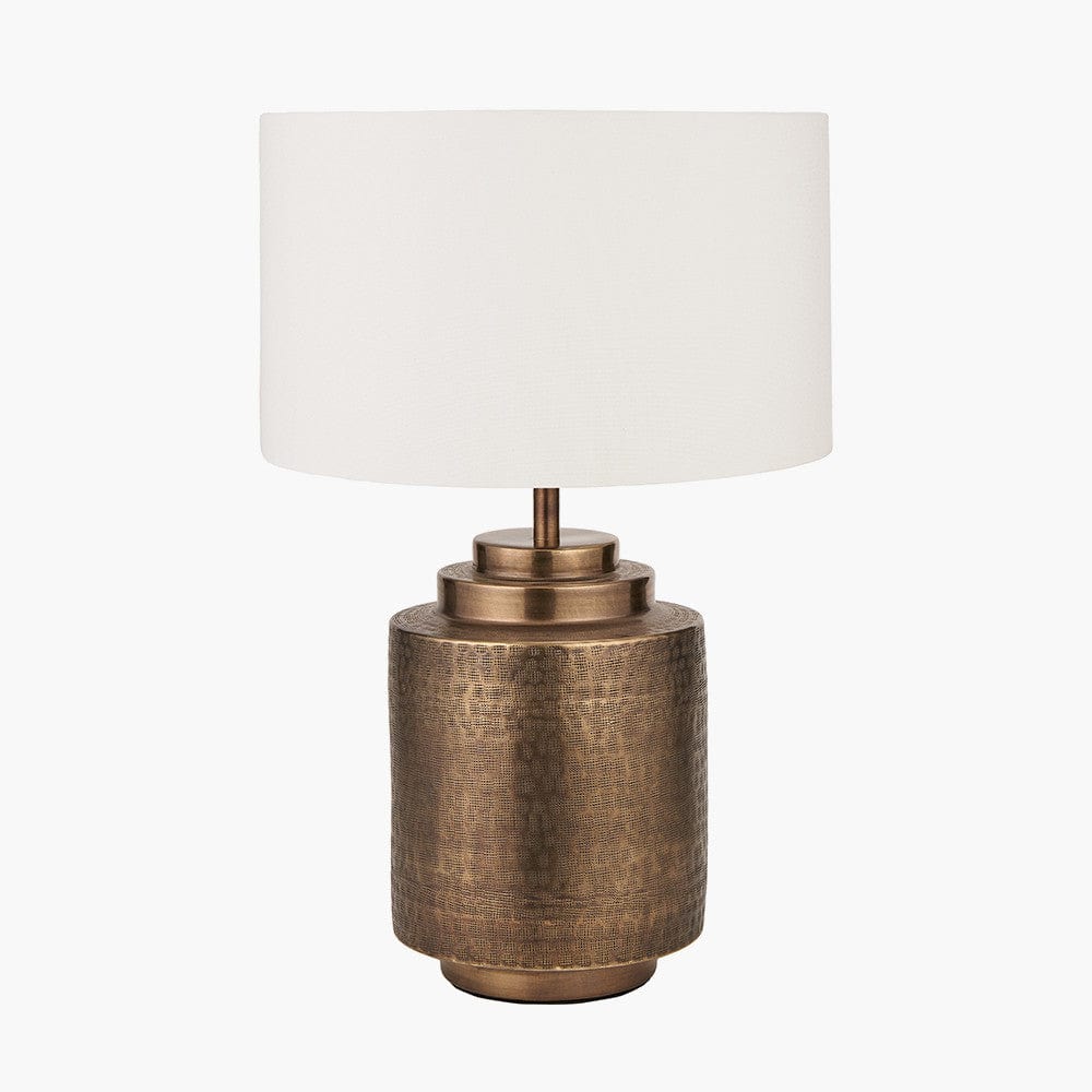 Zuri Antique Brass Metal Pot Table Lamp.