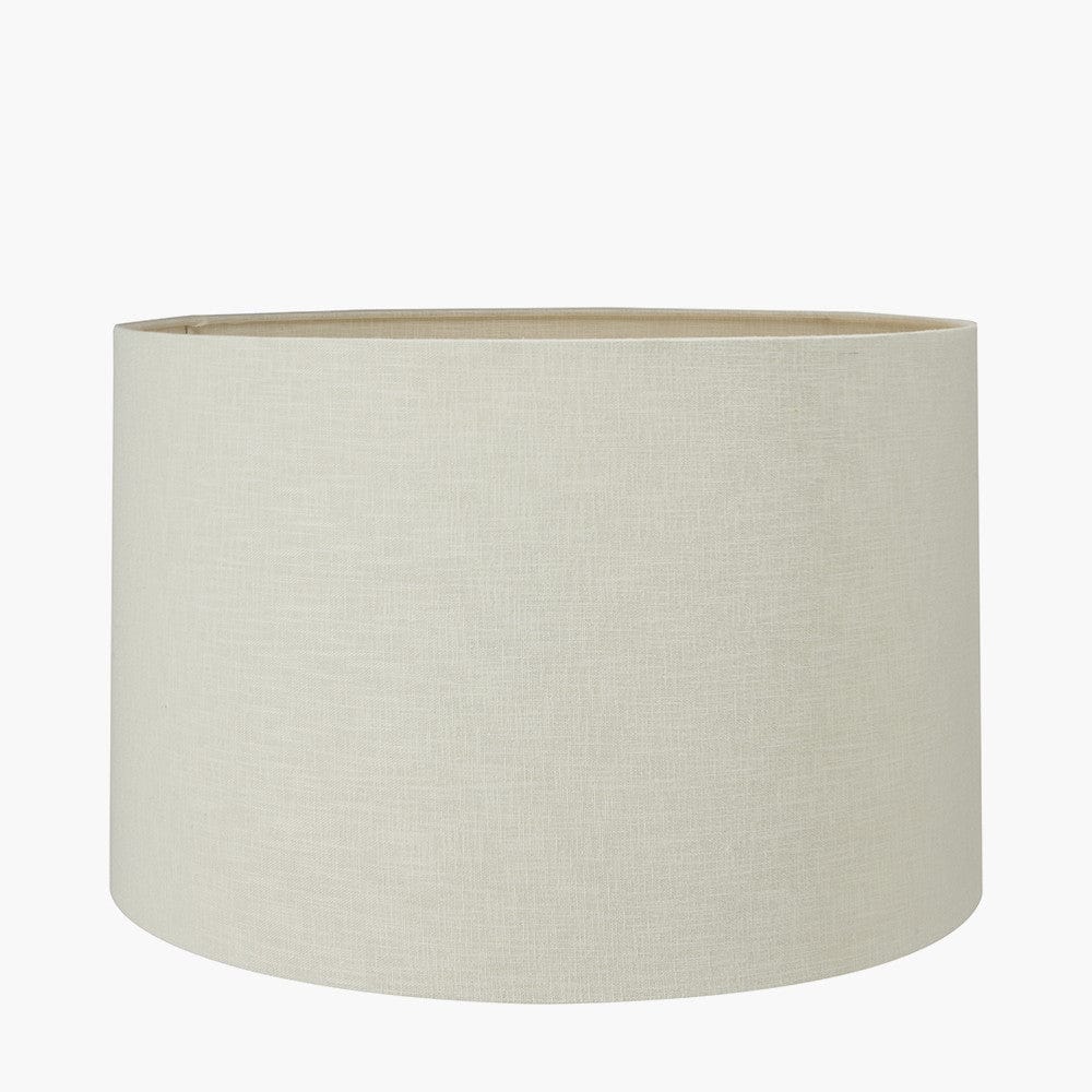 Zuri Large Antique Brass Metal Pot Table Lamp Base with Lino 45cm Cream Self Lined Linen Cylinder Lampshade.