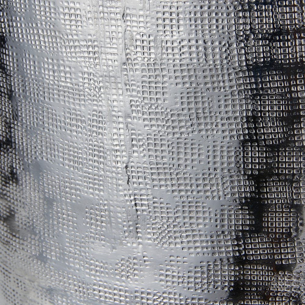 Zuri Large Shiny Silver Metal Pot Table Lamp Base with Henry 45cm White Handloom Cylinder Lampshade.