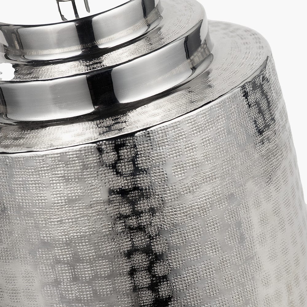 Zuri Shiny Silver Metal Pot Table Lamp.