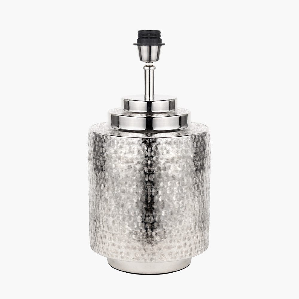 Zuri Shiny Silver Metal Pot Table Lamp.