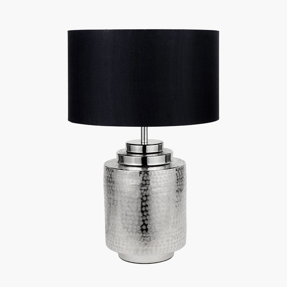 Zuri Shiny Silver Metal Pot Table Lamp.