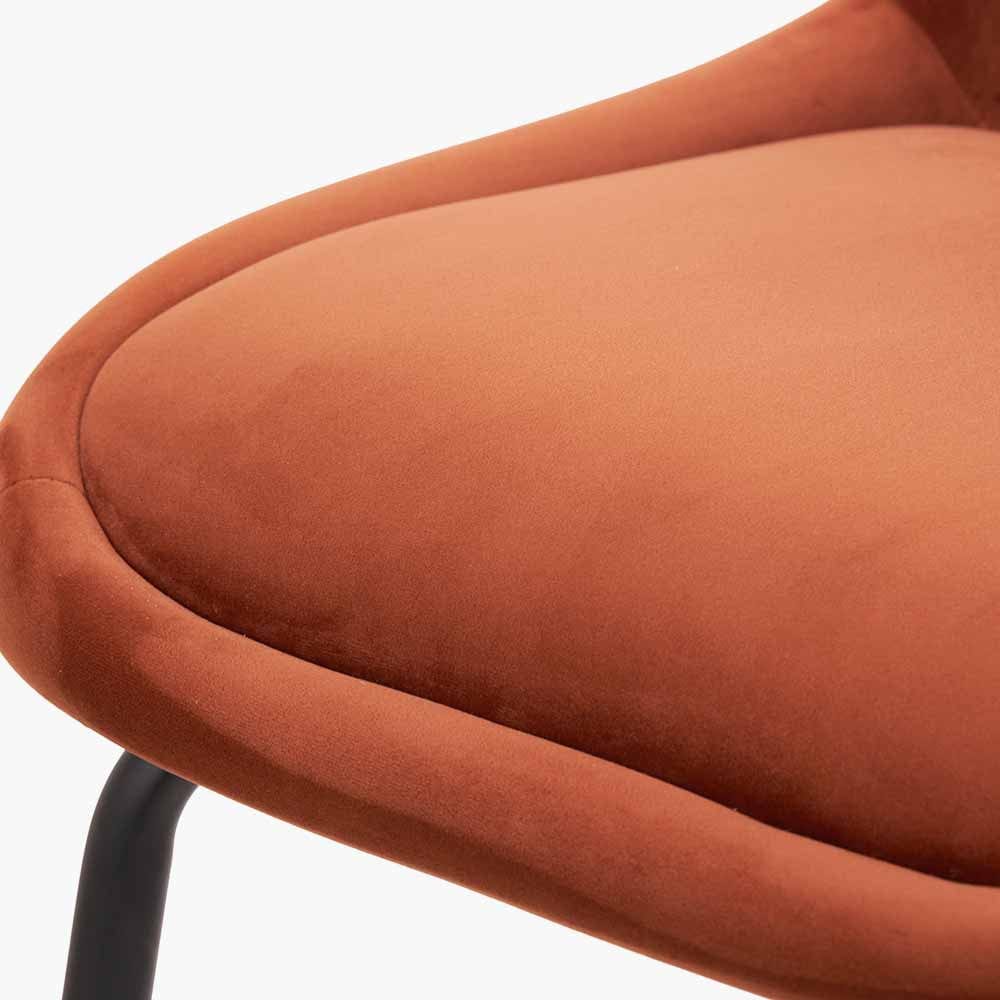 Alba Cinnamon Velvet and Black Metal Bar Stool | OUTLET.