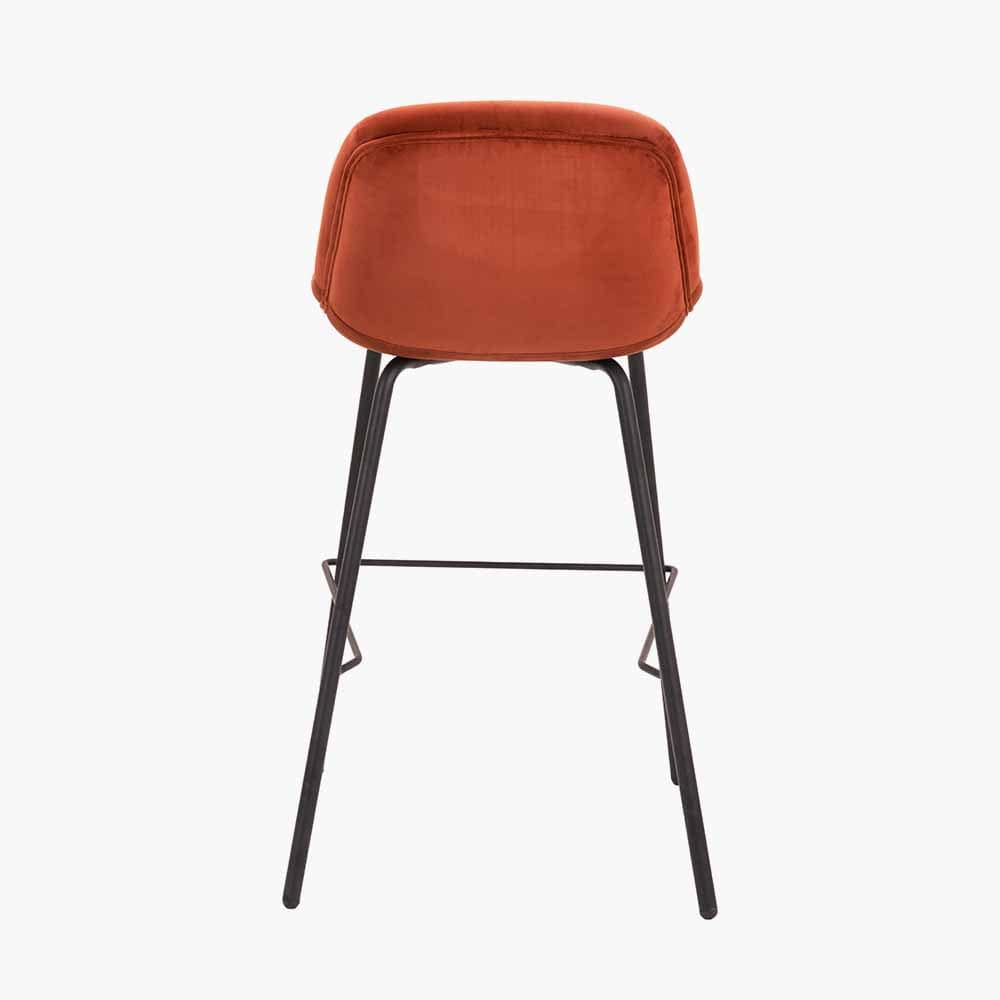 Alba Cinnamon Velvet and Black Metal Bar Stool | OUTLET.