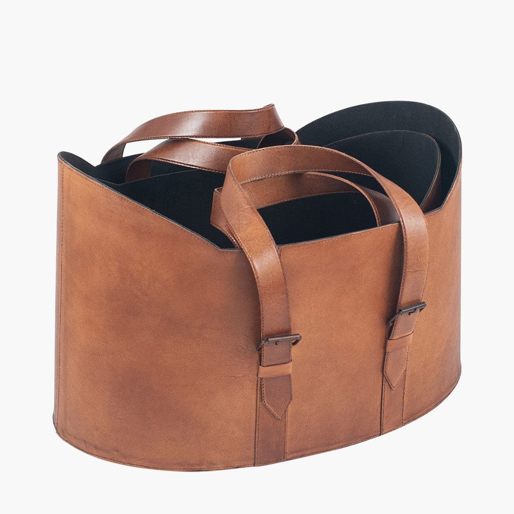 Alessio Vintage Brown Leather S/2 Handled Storage.