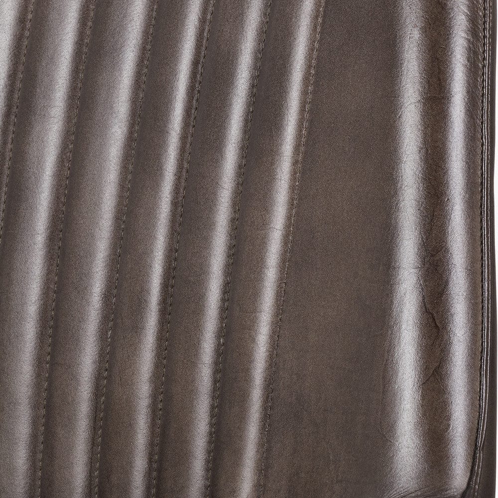 Angelo Peppercorn Leather and Bronze Metal Retro Bar Stool.