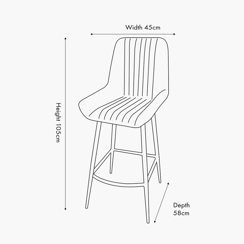 Angelo Peppercorn Leather and Bronze Metal Retro Bar Stool.
