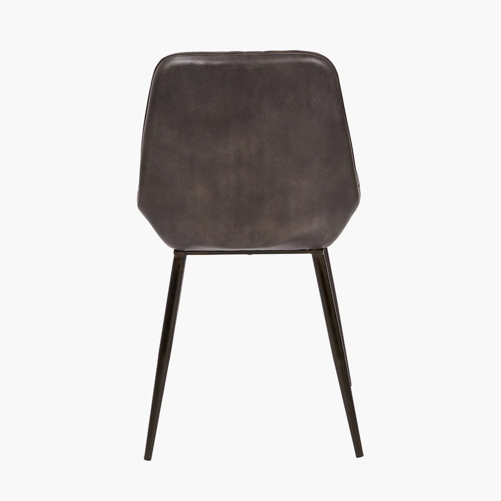 Angelo Peppercorn Leather and Bronze Metal Retro Dining Chair.