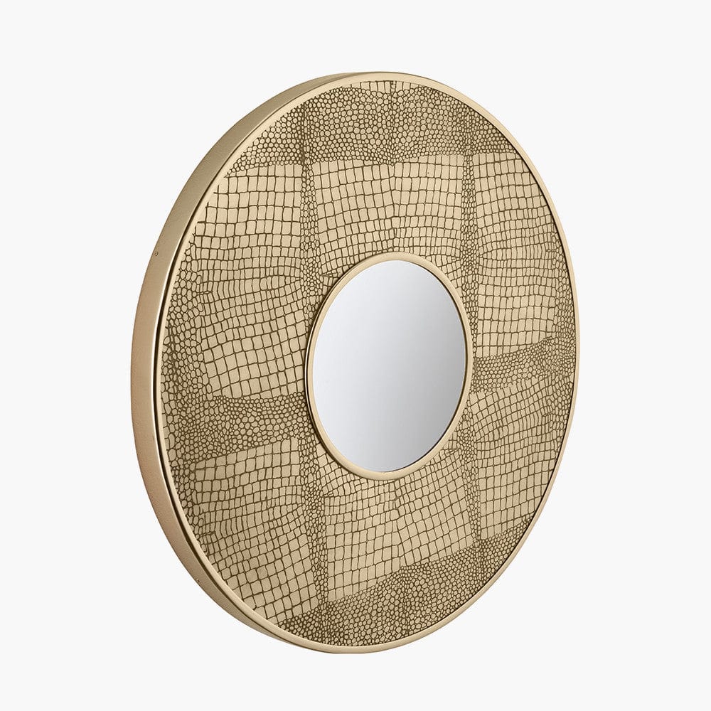 Antique Brass Metal Round Wall Mirror.