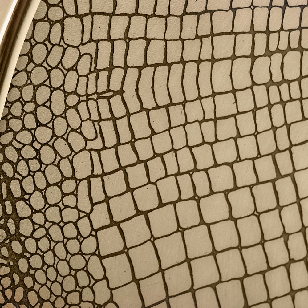 Antique Brass Metal Round Wall Mirror.