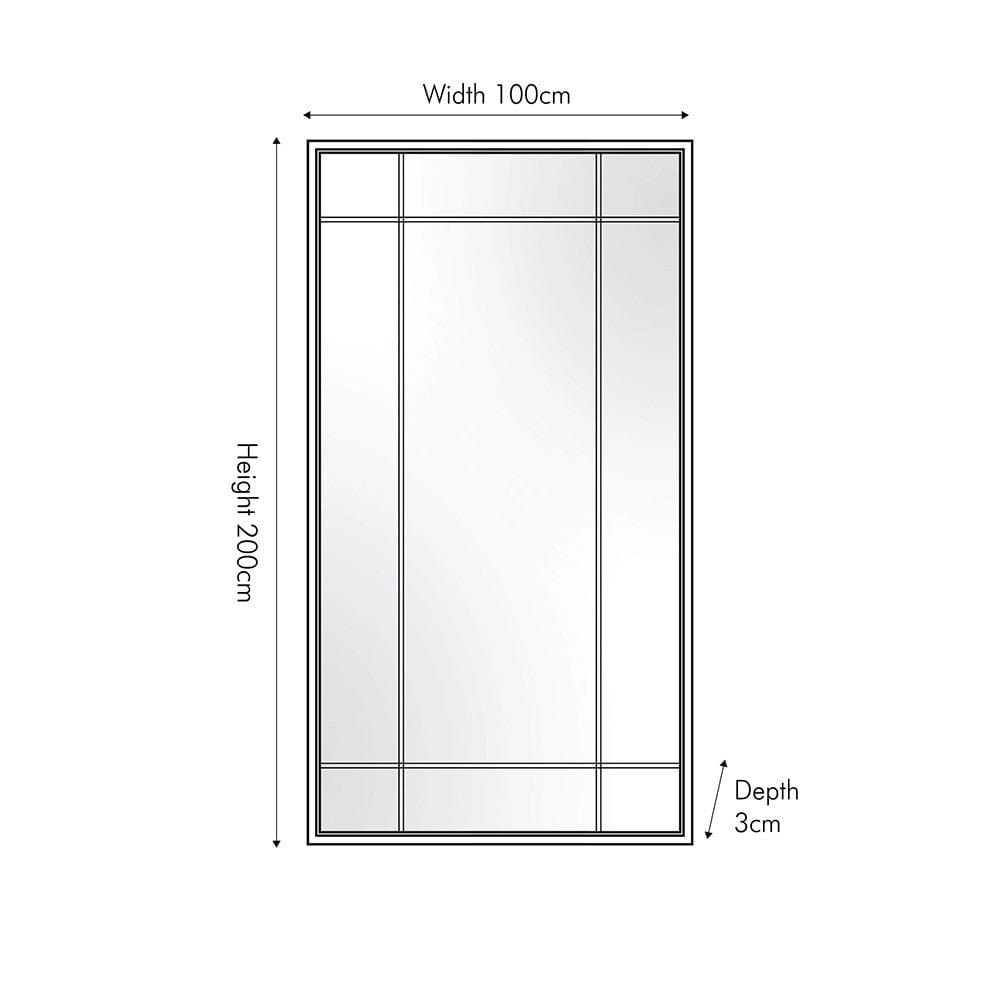 Antique Bronze  Metal Rectangular Floor Mirror.