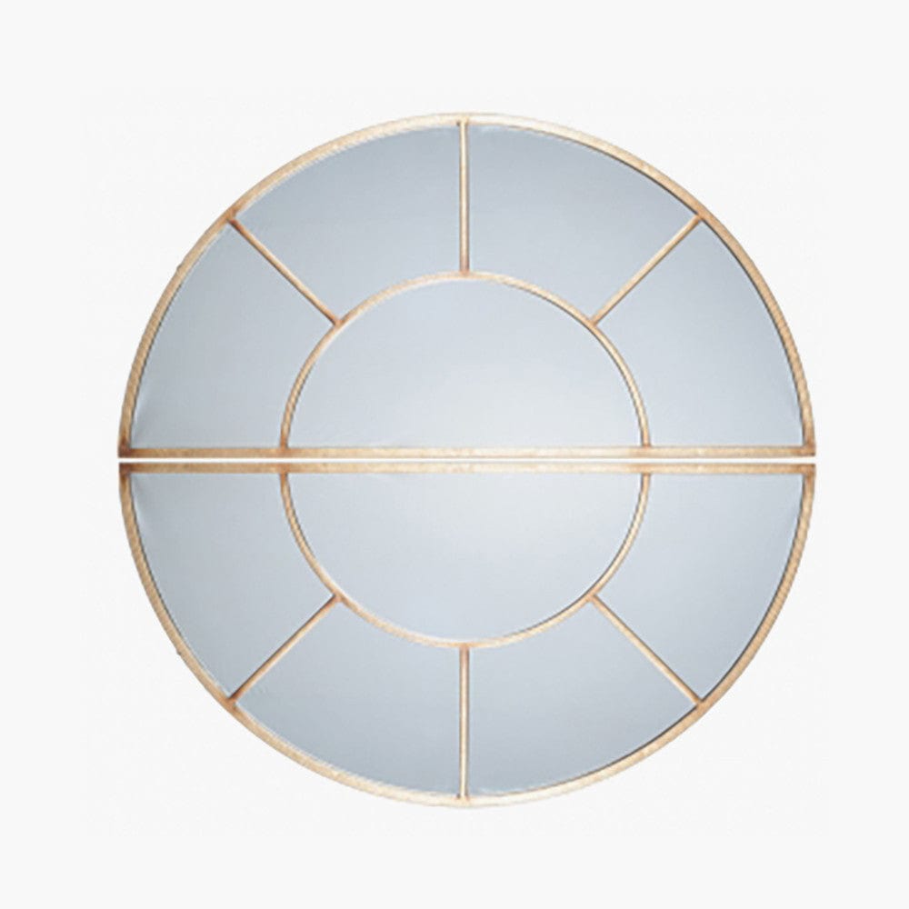 Antique Gold Metal 2 Half Moon Section Wall Mirror.