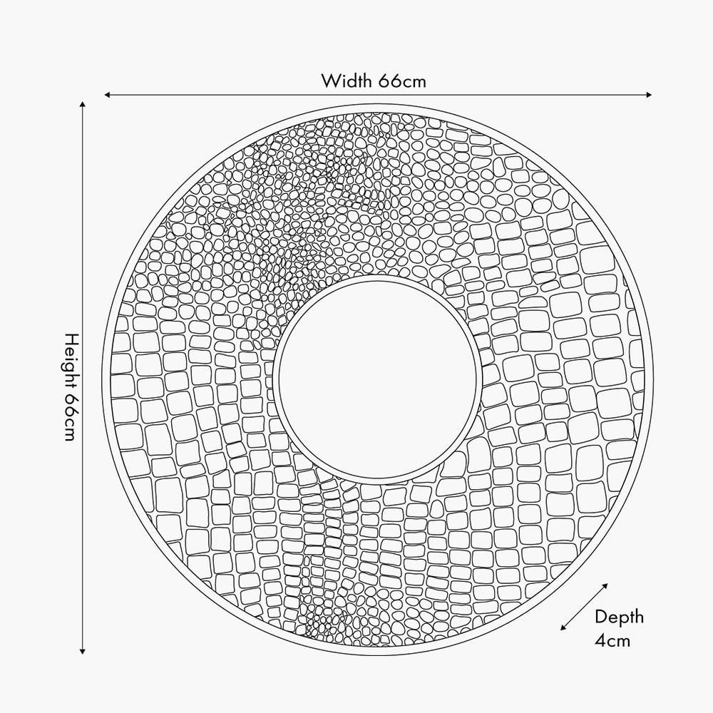 Antique Silver Metal Round Wall Mirror.