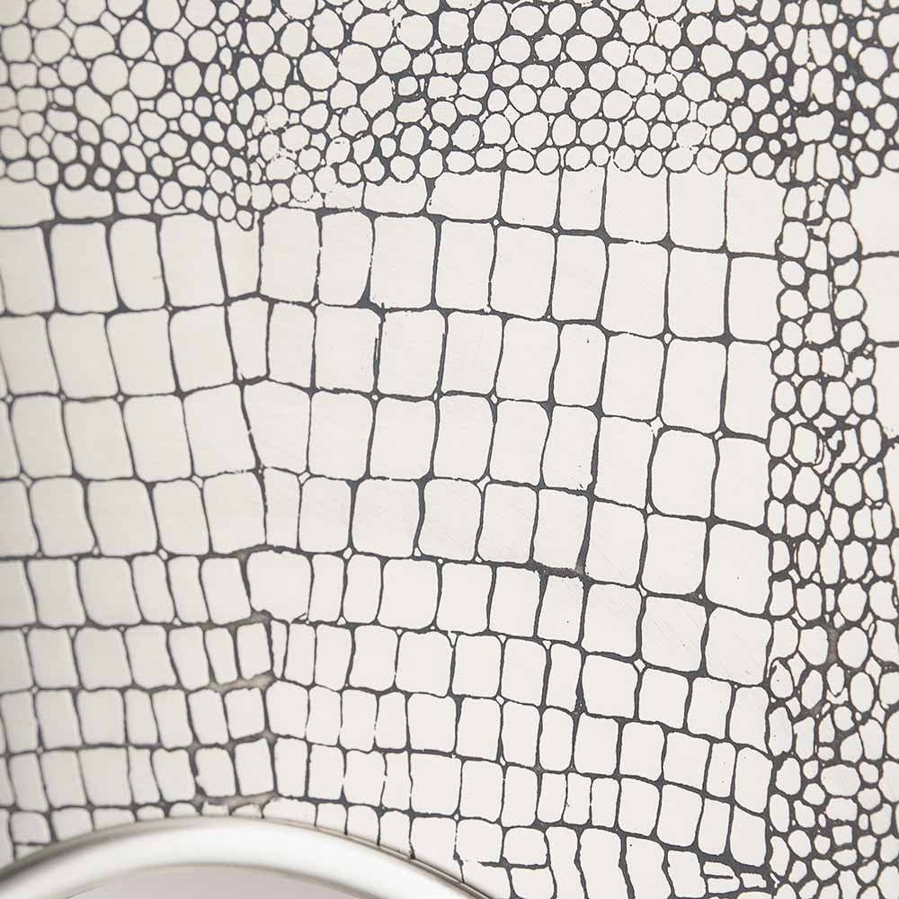 Antique Silver Metal Round Wall Mirror.