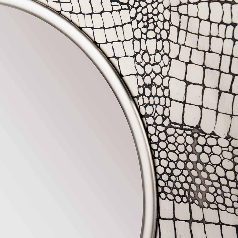 Antique Silver Metal Round Wall Mirror.