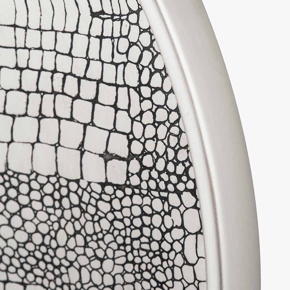 Antique Silver Metal Round Wall Mirror.