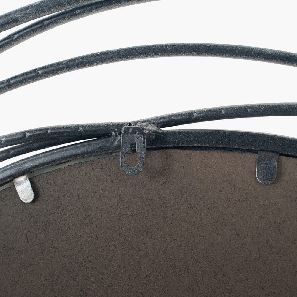 Antique Silver Metal Swirl Round Wall Mirror.