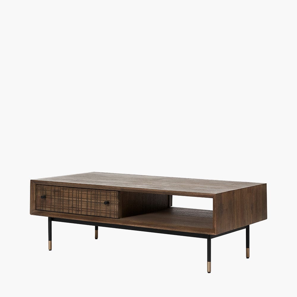 Arte Acacia Wood 2 Drawer Coffee Table.