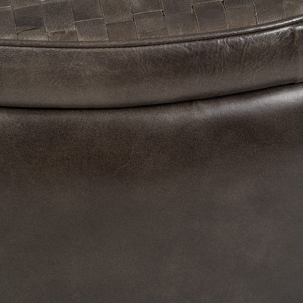 Arturo Peppercorn Leather Storage Pouffe.