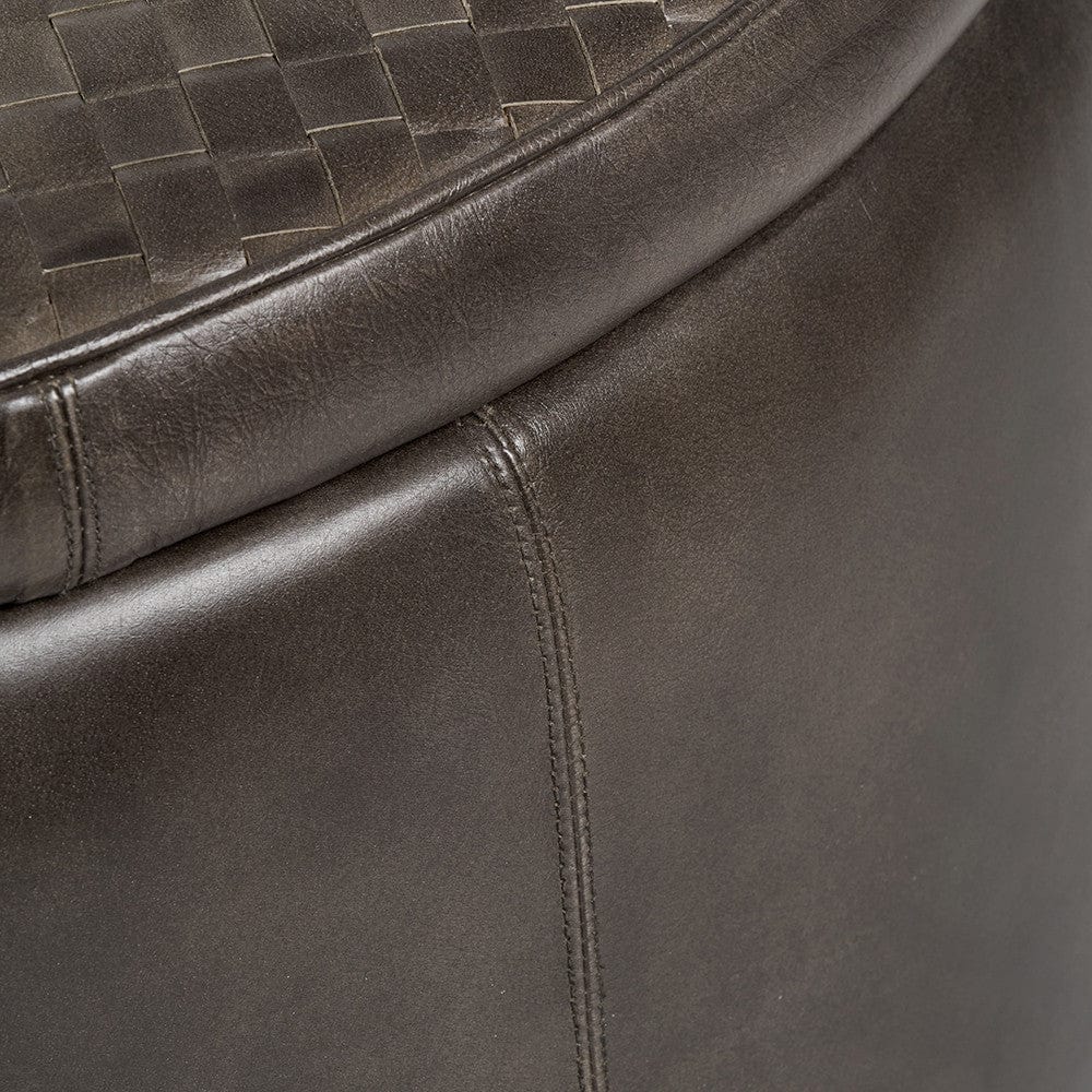 Arturo Peppercorn Leather Storage Pouffe.