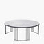 Atri White Marble Veneer and Black Metal Coffee Table.