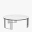 Atri White Marble Veneer and Black Metal Coffee Table.