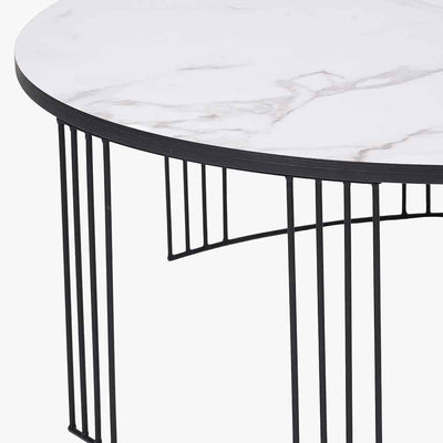 Pacific Lifestyle Living Atri White Marble Veneer and Black Metal Coffee Table House of Isabella UK